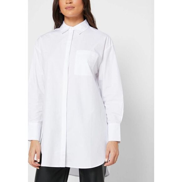 Mango White Poplin Longline Oversized Shirt New - Picture 4 of 5